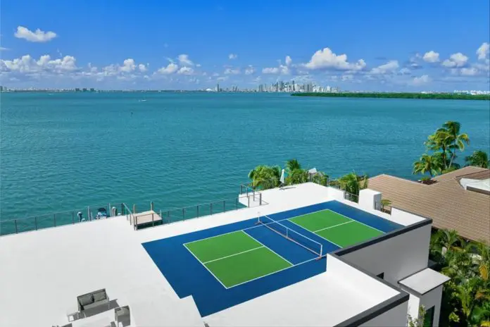 Mansion with a Rooftop Pickleball Court