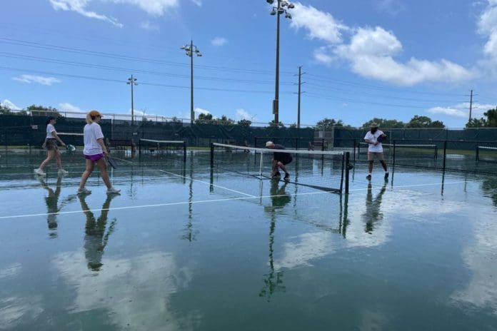 Playing Pickleball in the Rain