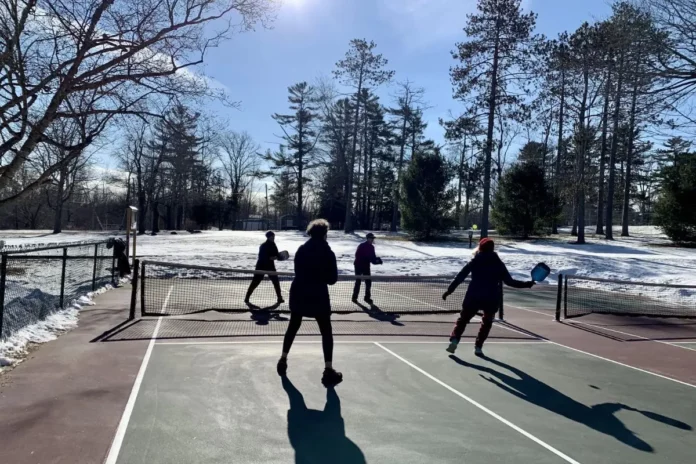 Playing Pickleball in Snow Playing Pickleball in Snow