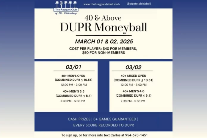 40 & Above DUPR Moneyball Tournament