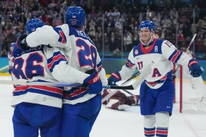 Brock Nelson’s Two Goals Lead US to Olympic Win Over Latvia
