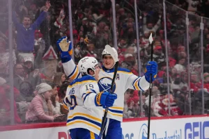 Peyton Krebs, Tage Thompson Rally Sabres Past Devils